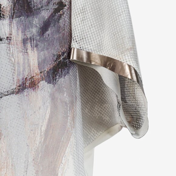 Annette Gortz SS/15 Moss Grey and Brown Abstract Print Batwing Silk Tunic - Picture 7 of 12